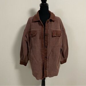 Free People Jacket Womens Size Small Brown Ruby Shirt Fleece Jacket Date Night